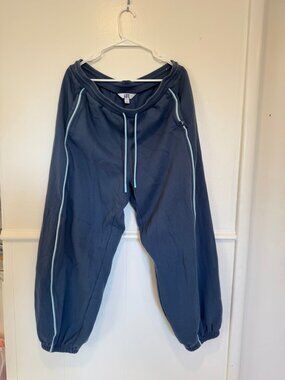 Joy Lab Navy Jogger Sweatpants Light Blue Piping L
